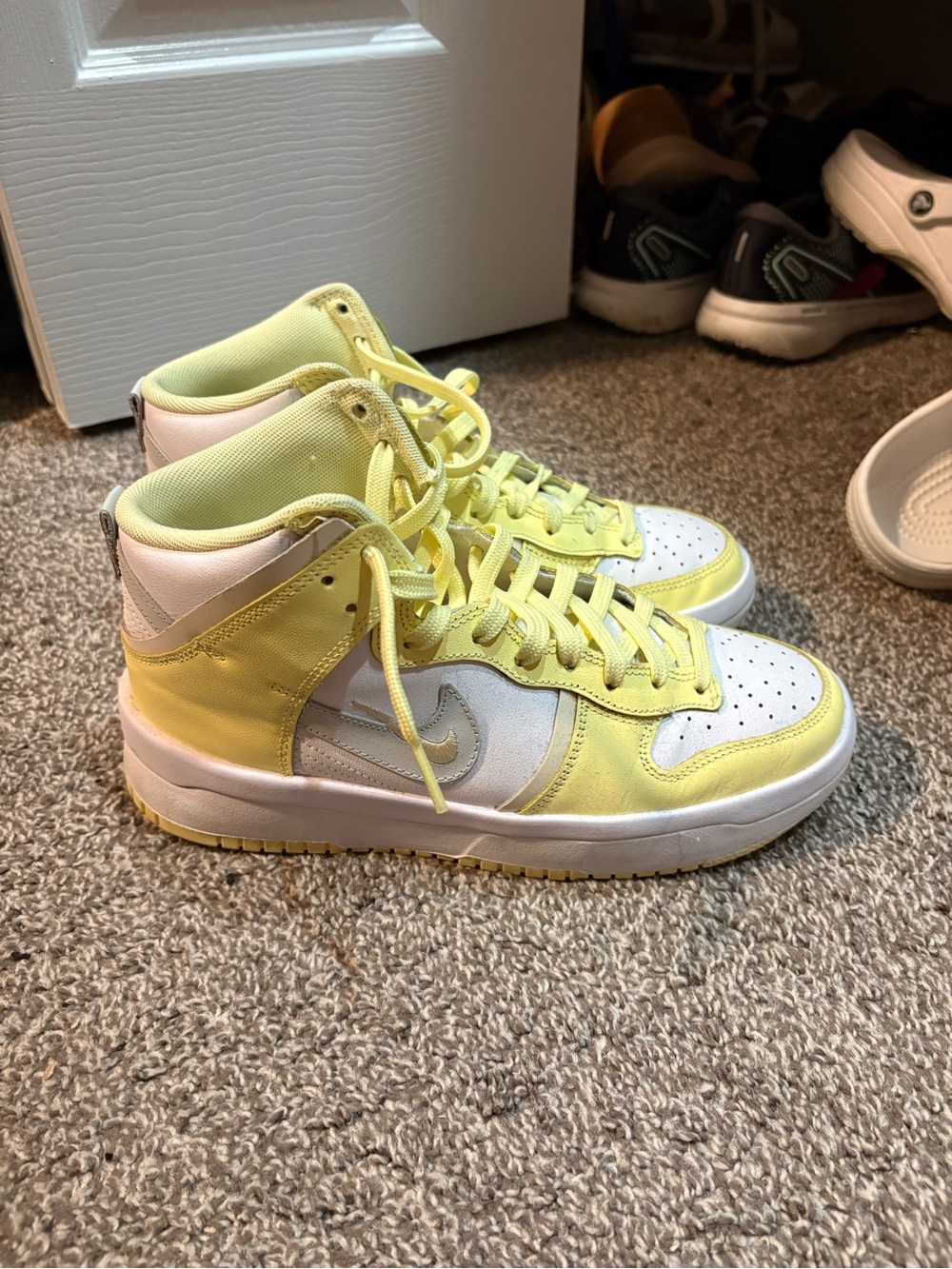 Nike Women's High-Top Sneakers in Yellow and White